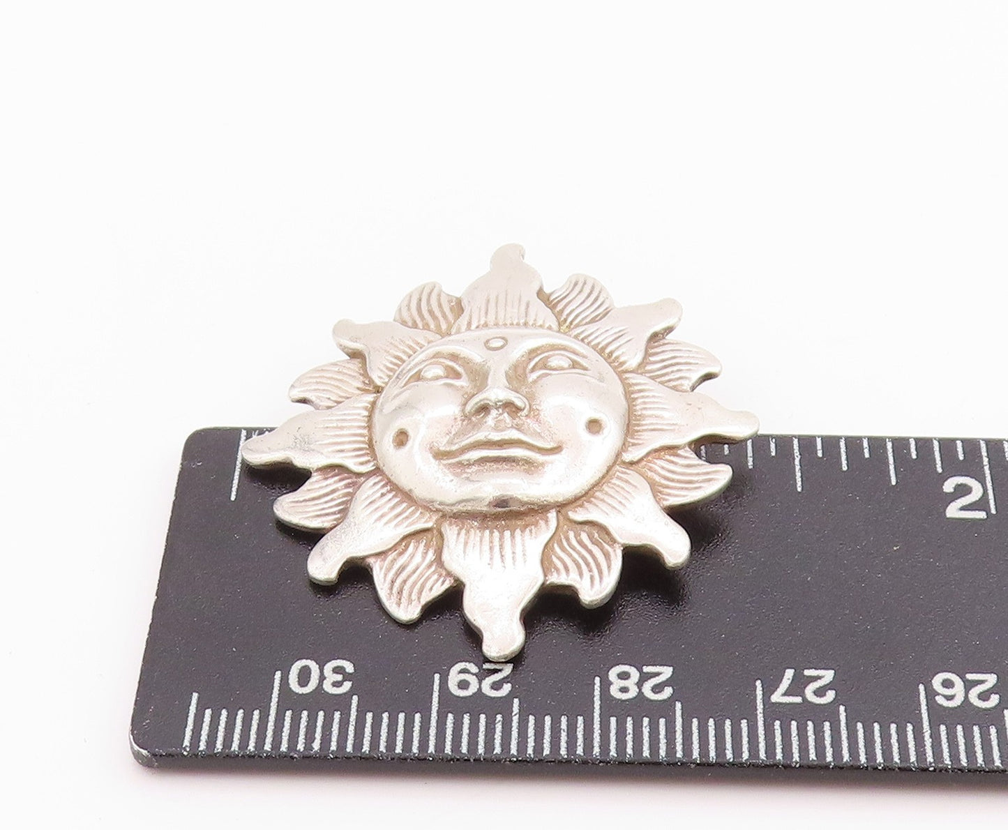 925 Sterling Silver Vintage Brooch Smiling Etched Sun  BP11740