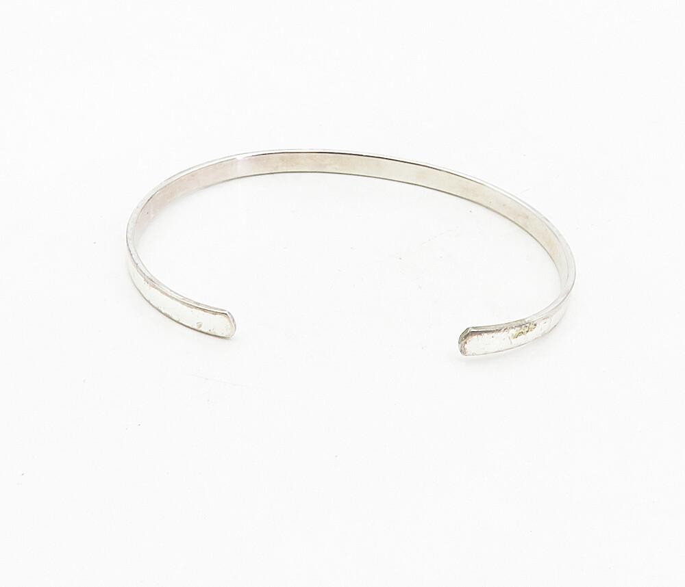 925 Sterling Silver  Vintage Peace Faith Love Stamped Cuff Bracelet  BT3971