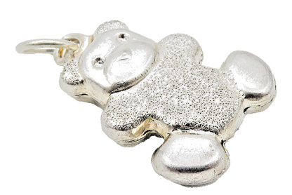925 Sterling Silver  Vintage Shiny Hollow Teddy Bear Drop Pendant  PT8228