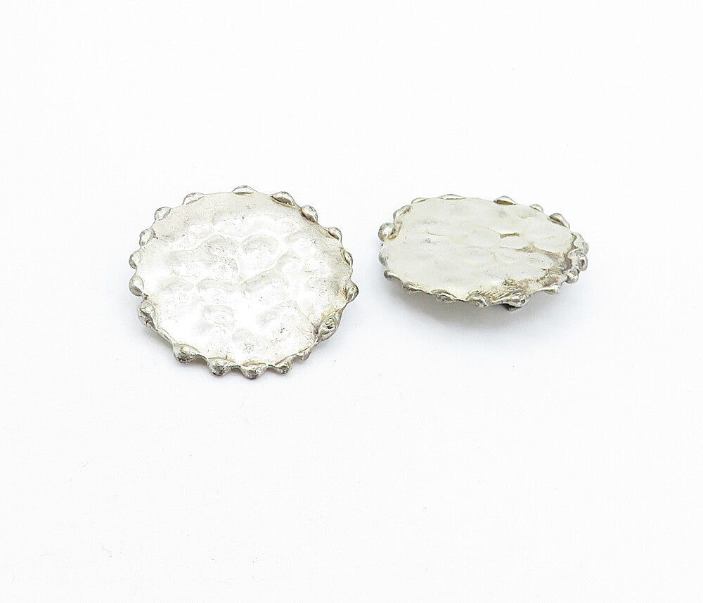 925 Sterling Silver  Vintage Modernist Sculpted Non Pierce Earrings  EG2410