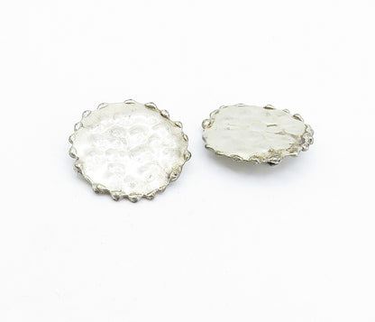 925 Sterling Silver  Vintage Modernist Sculpted Non Pierce Earrings  EG2410