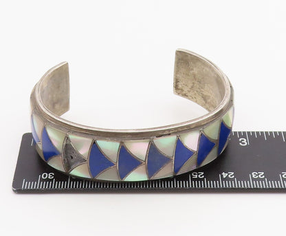 925 Sterling Silver Vintage Bracelet ZUNI ORLINDA NATEWA Gemstone Inlay  BT11894