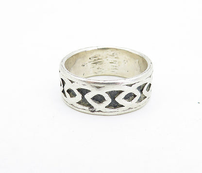 925 Sterling Silver  Vintage Antique Oxidized Pattern Band Ring Sz 6  RG5009