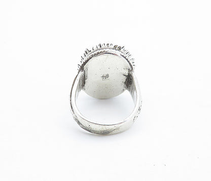CHINESE 925 Sterling Silver  Vintage Antique Etched Cocktail Ring Sz 8  RG4669