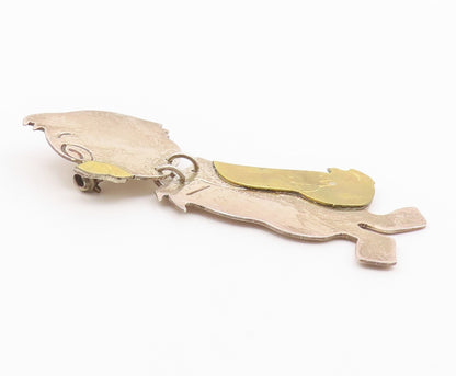 MEXICO 925 Sterling Silver  Vintage Two Tone Linked Bird Brooch Pin  BP3552