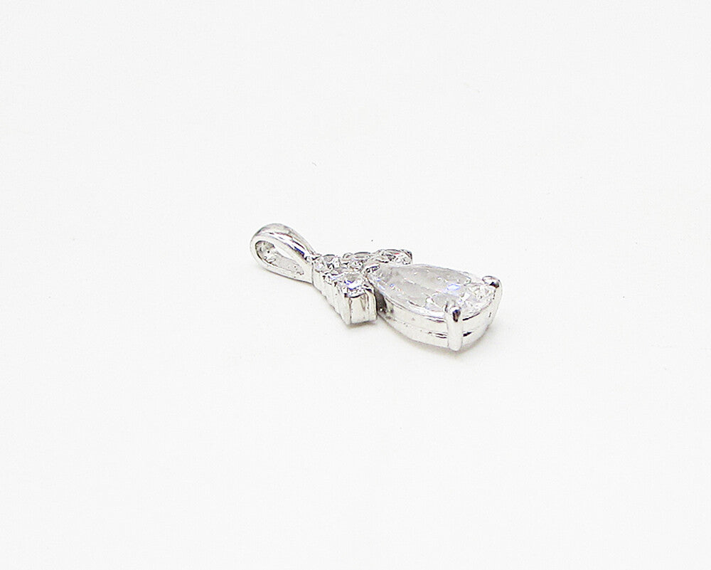 925 Sterling Silver  White Cubic Zirconia Drop Pendant  PT2007