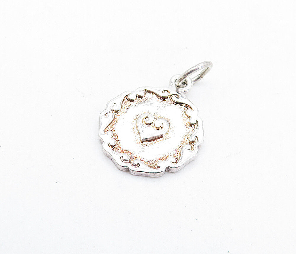 925 Sterling Silver Vintage Shiny Petite Swirl Love Heart Pendant PT4653