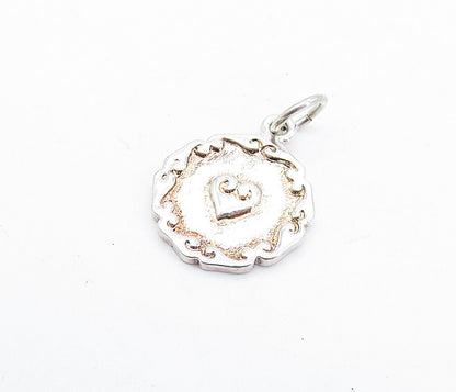 925 Sterling Silver Vintage Shiny Petite Swirl Love Heart Pendant PT4653