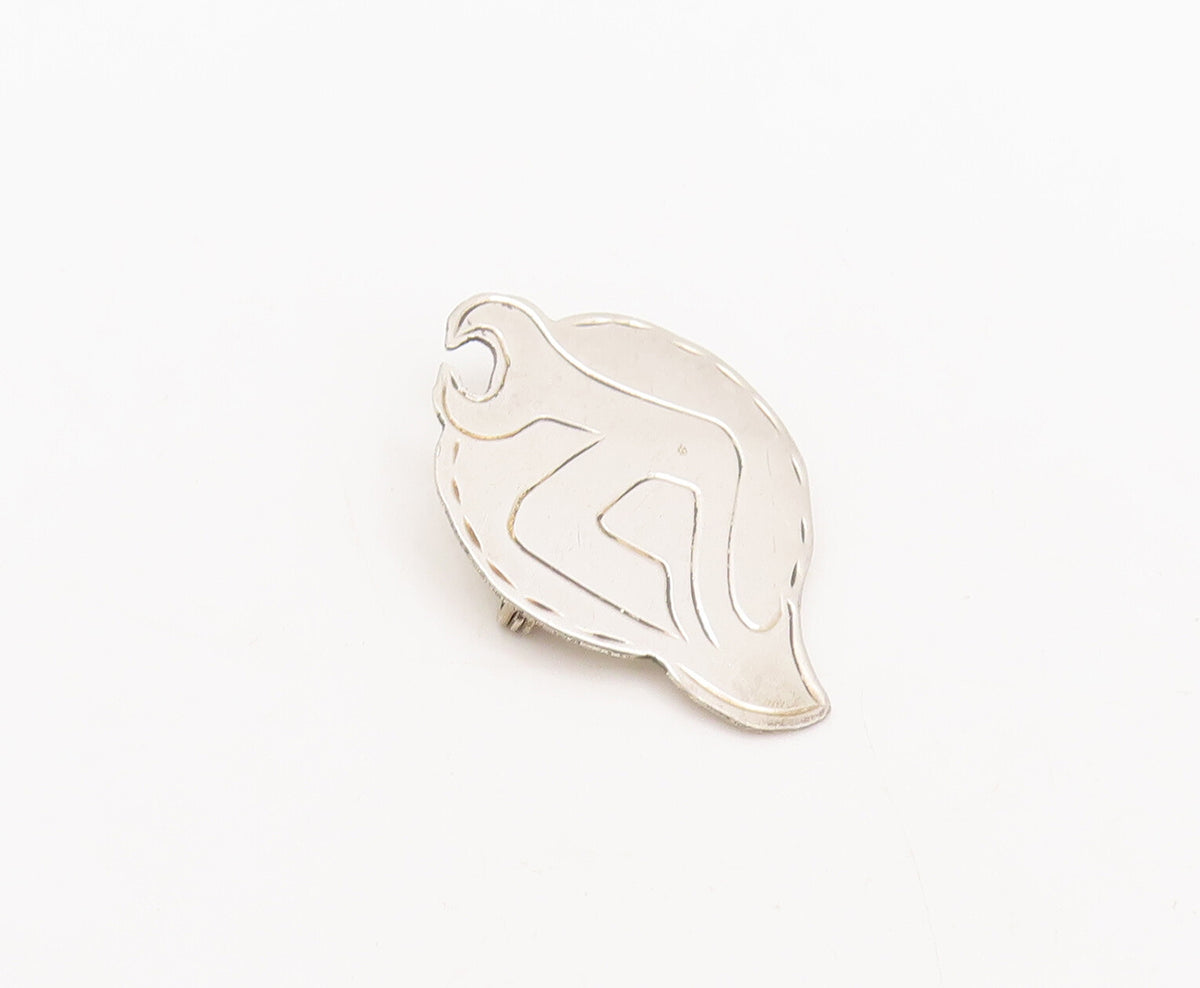 925 Sterling Silver Vintage Brooch Pin Designer Etched Flaming Wrench  BP10545