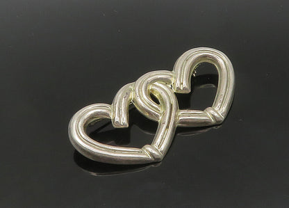 MEXICO 925 Sterling Silver  Vintage Double Open Love Hearts Brooch Pin  BP8313
