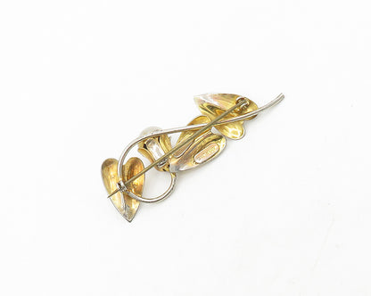 HANDLEBAR 925 Sterling Silver  Vintage Shiny Floral Vine Brooch Pin  BP7203