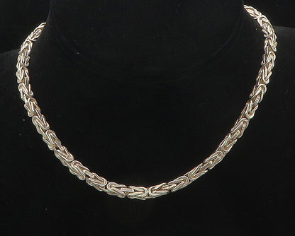 925 Sterling Silver  Vintage Shiny Byzantine Link Chain Necklace  NE2849