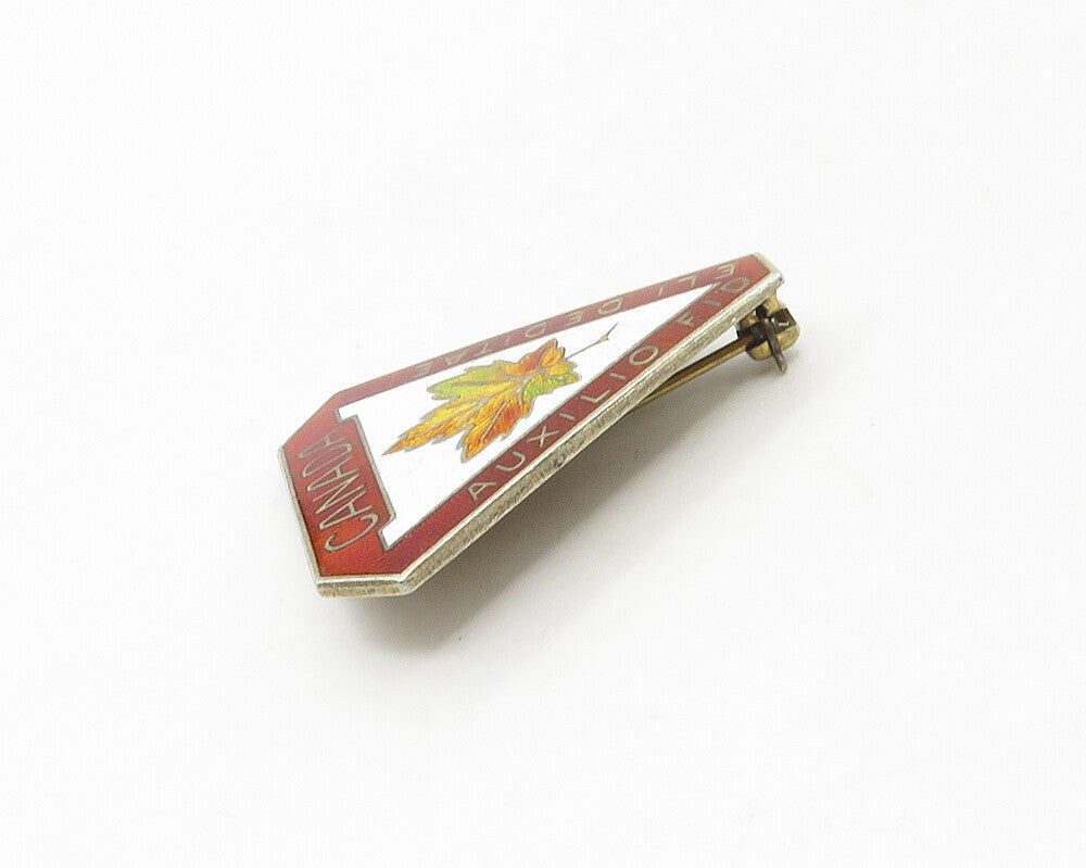 BIRKS 925 Sterling Silver  Vintage Enamel Coated Canada Brooch Pin  BP6754