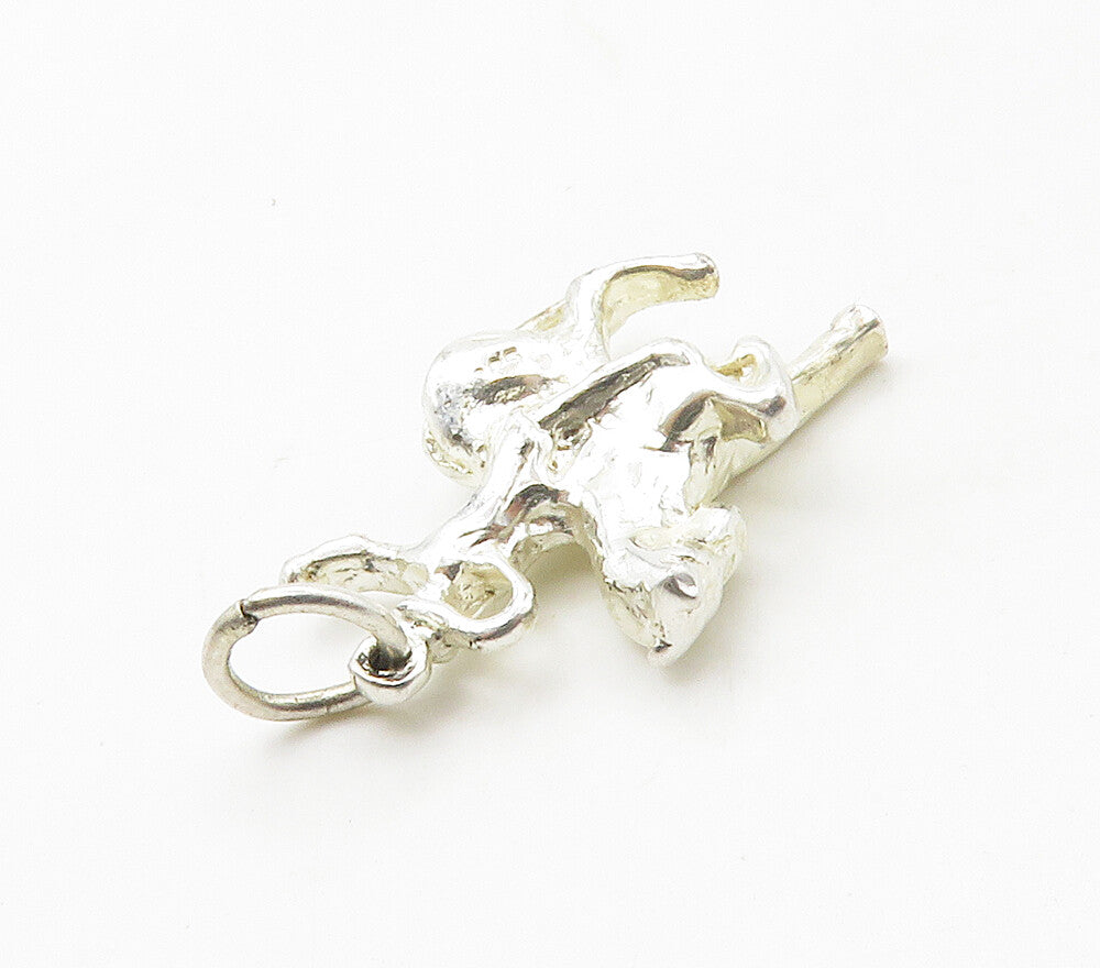 925 Sterling Silver  Vintage Shiny Petite Man Riding Horse Pendant  PT12727