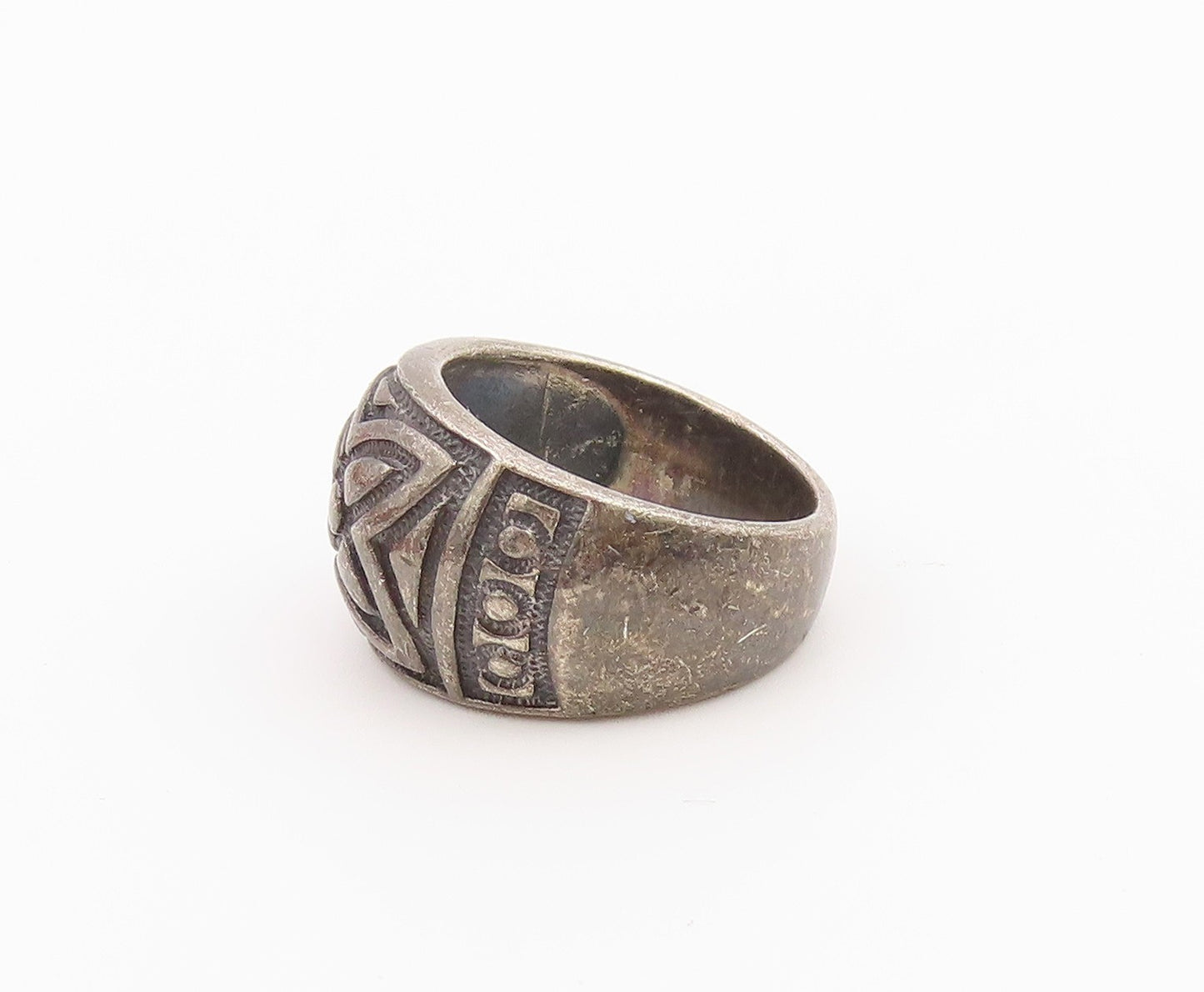 925 Sterling Silver Vintage Ring Classic Carved Floral Dome Band  Sz 6  RG36465