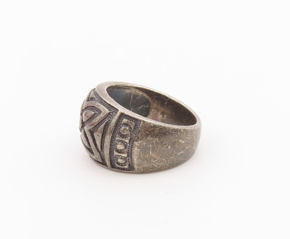 925 Sterling Silver Vintage Ring Classic Carved Floral Dome Band  Sz 6  RG36465