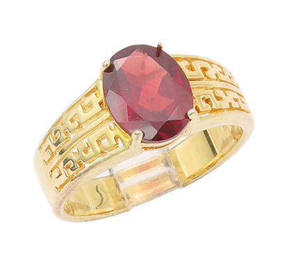925 Sterling Silver Vintage Ring Gold Plated Maze Cutout Garnet  Sz 9.5  RG28023
