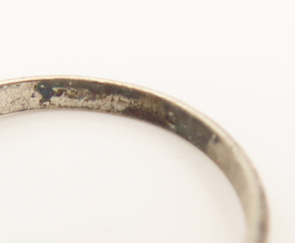 925 Silver  Vintage Antique Dainty Cubic Zirconia Flower Ring Sz 7.25  RG26284