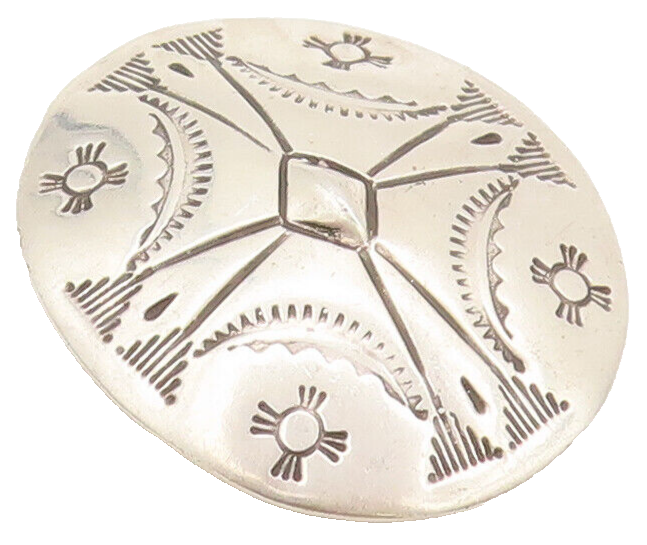 NAVAJO 925 Silver Vintage Ancient Etched Work Round Button Cover  TR3574