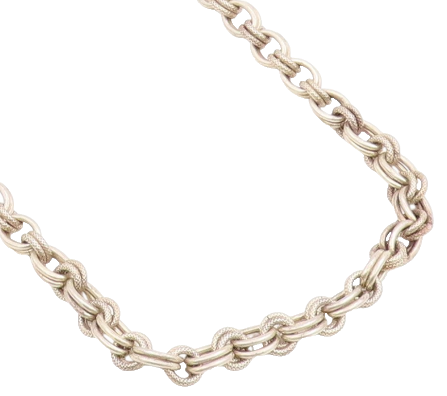 925 Sterling Silver Vintage Necklace Double Circle Toggle Clasp Chain  NE4736