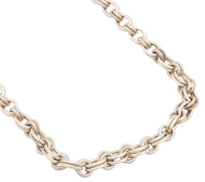925 Sterling Silver Vintage Necklace Double Circle Toggle Clasp Chain  NE4736