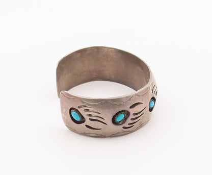 925 Sterling Silver Vintage Bracelet NAVAJO PEARLENE SPENCER Turquoise  BT12107