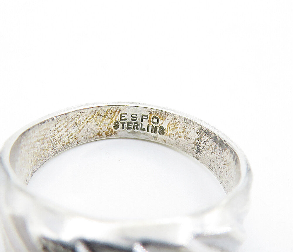 ESPO 925 Silver  Vintage Petite Topaz Shiny Graduated Band Ring Sz 7  RG6664