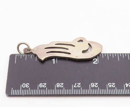 925 Sterling Silver  Vintage Shiny Smooth Cutout Bird Motif Pendant  PT17970
