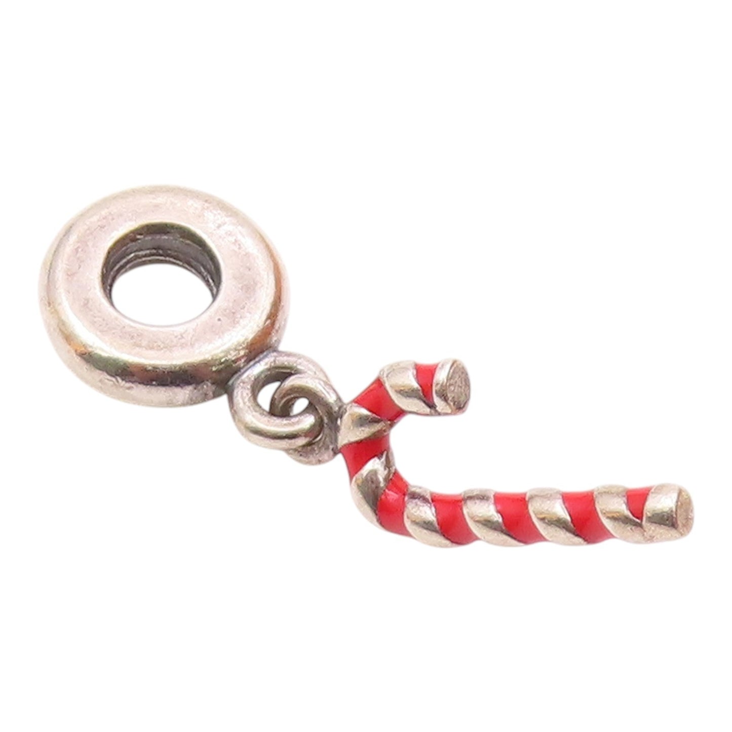 PANDORA 925 Silver  Vintage Enamel Christmas Candy Cane Pendant  PT17189