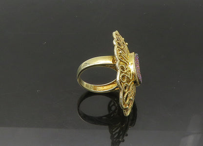 925 Sterling Silver  Vintage Druzy Stone Floral Cocktail Ring Sz 6.5  RG22080