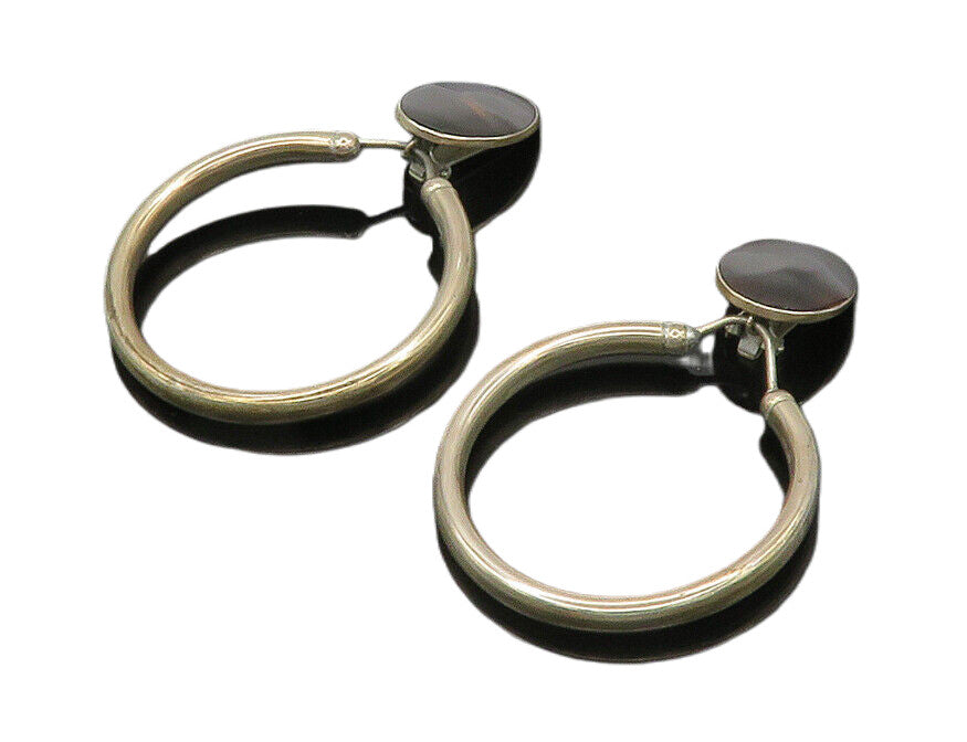 CELIA SEBIRI 925 Silver  Vintage Black Stone Non Pierce Earrings  EG10057