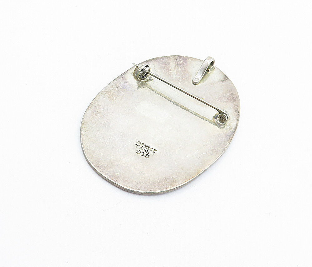 MEXICO 925 Sterling Silver  Vintage Crushed Blue Jasper Brooch Pin  BP2507