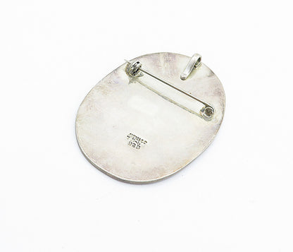 MEXICO 925 Sterling Silver  Vintage Crushed Blue Jasper Brooch Pin  BP2507