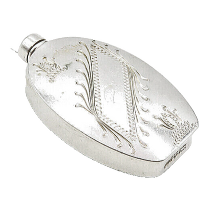 MEXICO 925 Sterling Silver  Vintage Shiny Etched Perfume Bottle (OPENS) TR1555