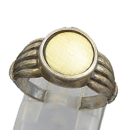 925 Sterling Silver  Vintage Yellow Enamel Ribbed Band Ring Sz 6  RG25105