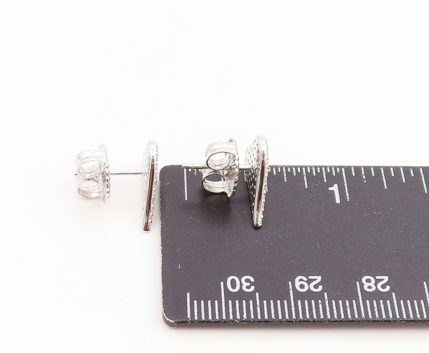 925 Sterling Silver Vintage Earrings Elegant Cluster CZ love Heart Stud  EG14340