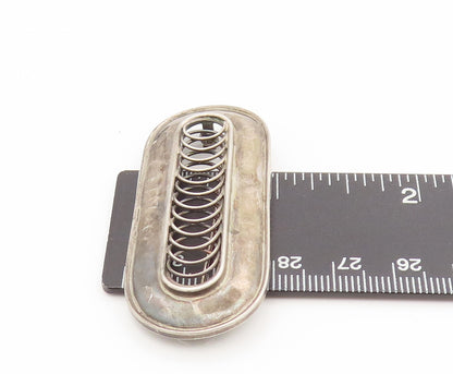 EUROPE 925 Silver  Vintage Brutalist Race Track With Rings Brooch Pin  BP10376