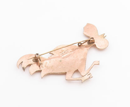 MEXICO 925 Sterling Silver  Vintage Copper Tone Rooster Brooch Pin  BP3142