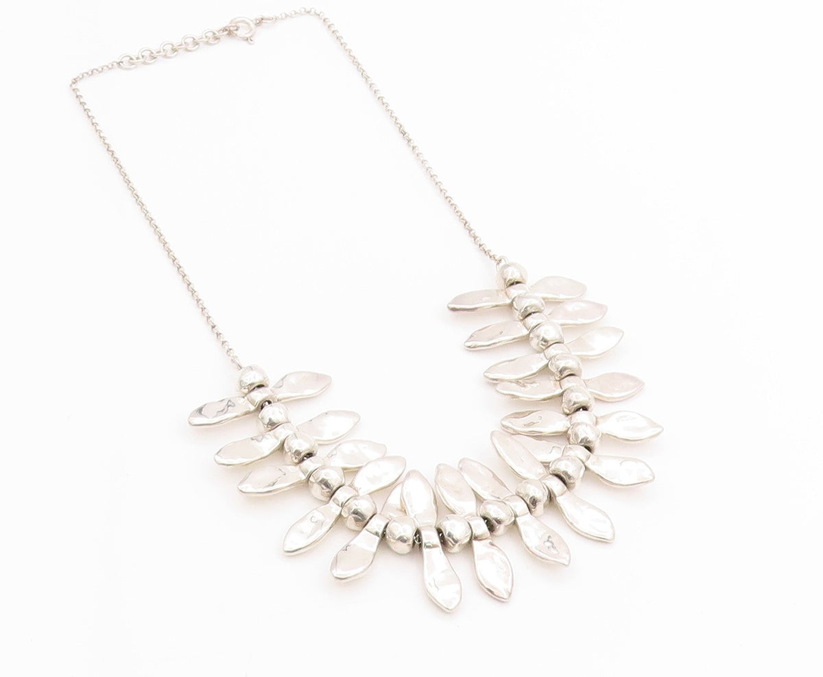 925 Sterling Silver Vintage Necklace Brutalist Animal Tooth Design   NE4585