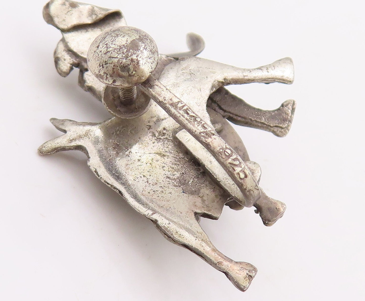 925 Sterling Silver Vintage Earrings Solid 3D Carved Matador  EG13215