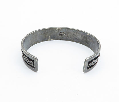 TAXCO MEXICO 925 Silver  Vintage Oxidized Swirl Pattern Cuff Bracelet  BT2811