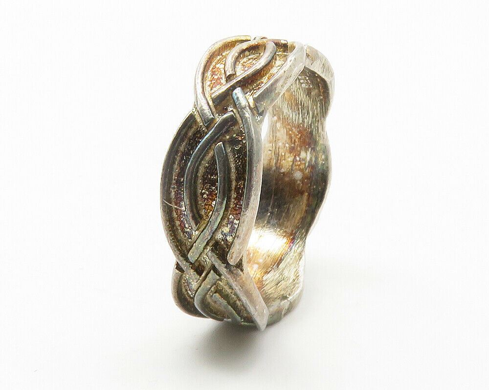 925 Sterling Silver  Vintage Infinity Twist Large Band Ring Sz 11 RG11435