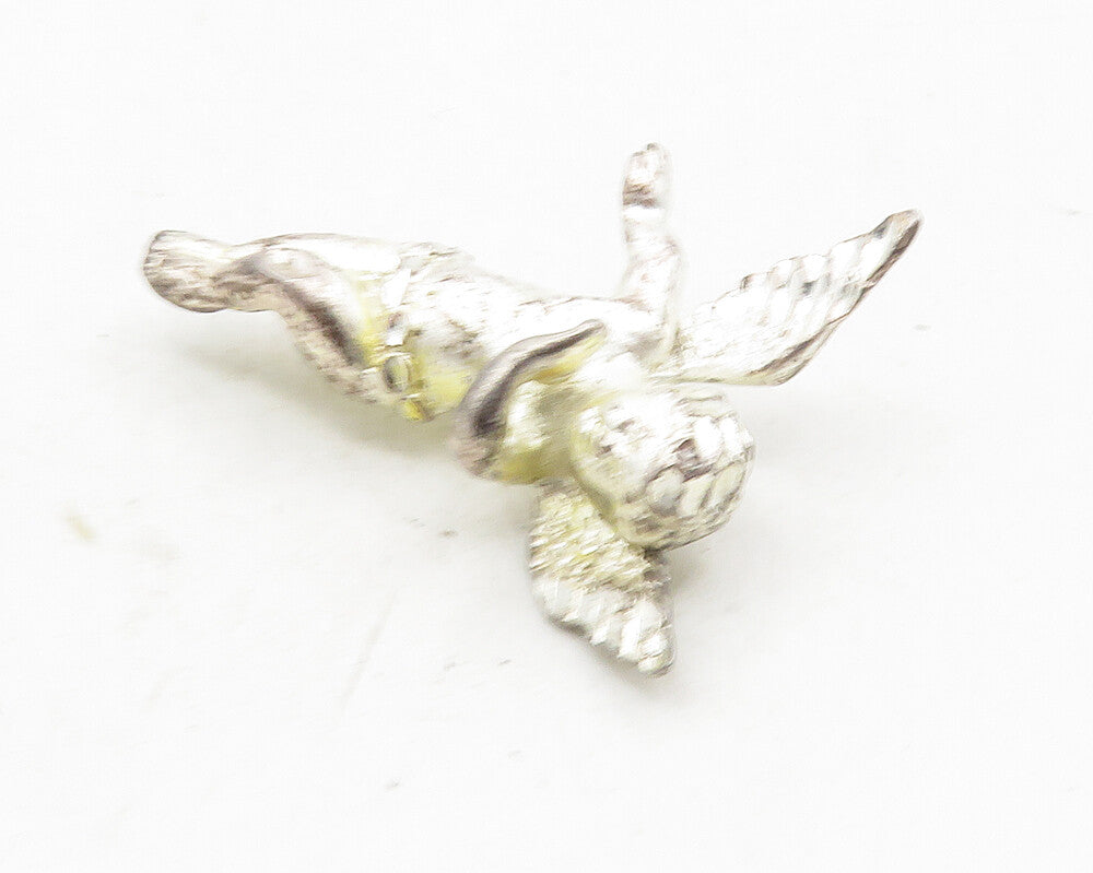925 Sterling Silver  Vintage Shiny Diamond Cut Dabbing Angel Brooch Pin BP3927