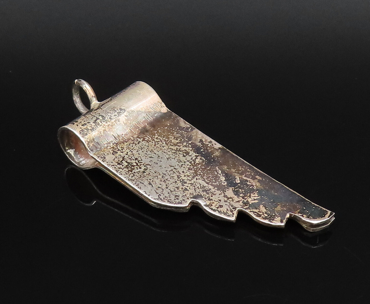 MIDDLE EAST 925 Sterling Silver Vintage Abstract Wavy Ends Pendant  PT21828