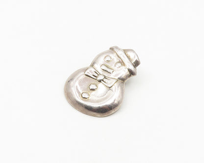 925 Sterling Silver  Vintage Shiny Smooth Snowman Motif Pendant  PT14791