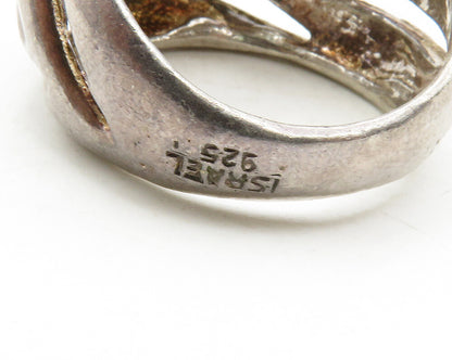 ISRAEL 925 Sterling Silver  Vintage Dark Tone Cutout Band Ring Sz 9.5  RG12875