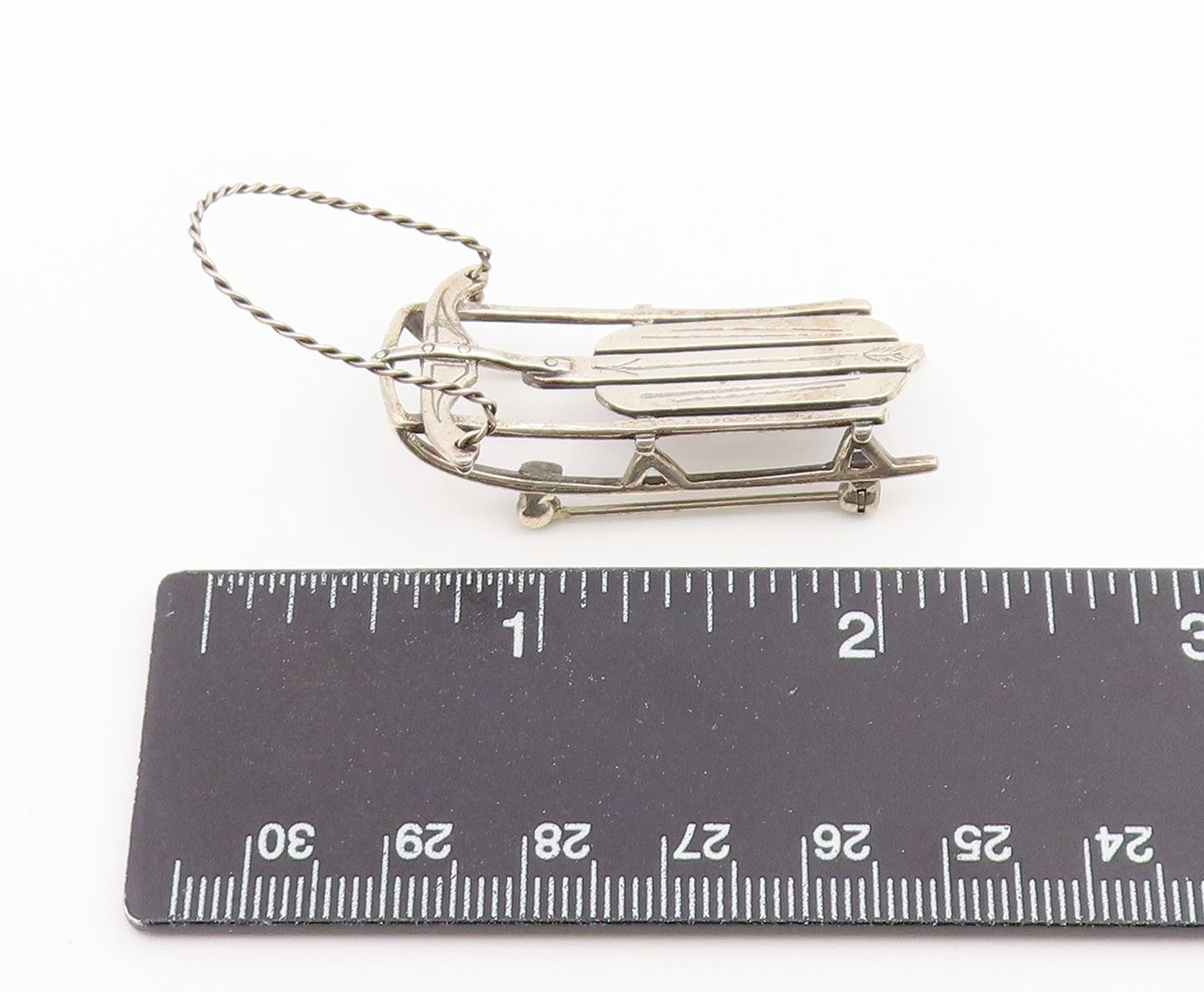 925 Sterling Silver Vintage Brooch Pin JH BREAKELL Classic Winter Sled  BP12623