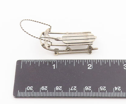 925 Sterling Silver Vintage Brooch Pin JH BREAKELL Classic Winter Sled  BP12623