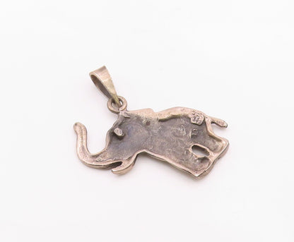 925 Sterling Silver  Vintage Baby Elephant With Trunk Up Pendant  PT21892