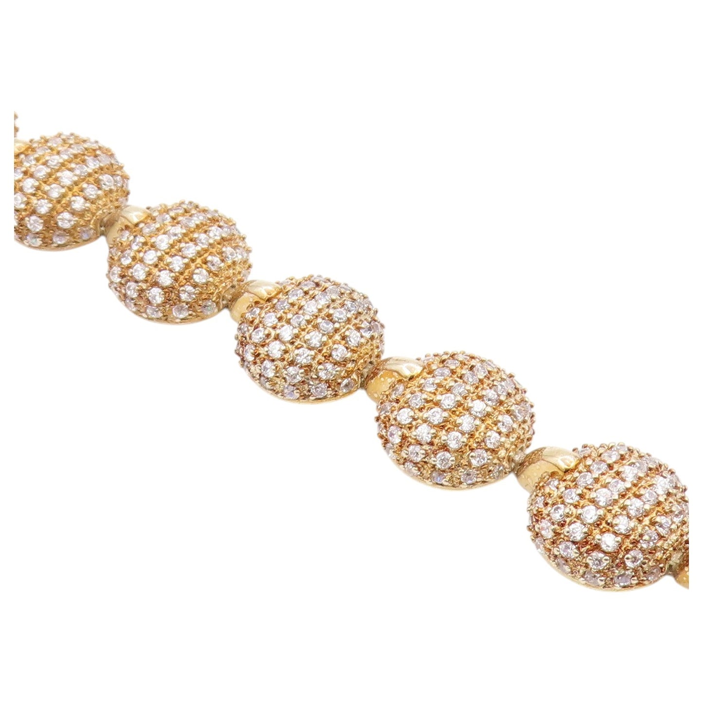 925 Sterling Silver Vintage Bracelet Gold Plated CZ Pave Circle Link  BT12193